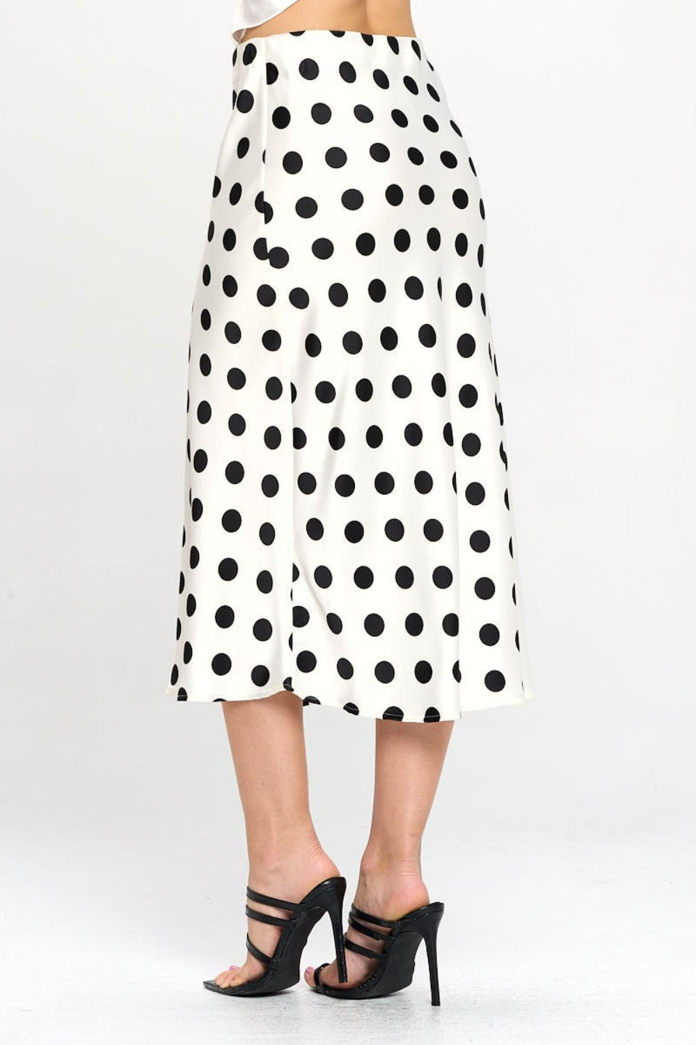 RENEE C Polka Dot Satin Midirock