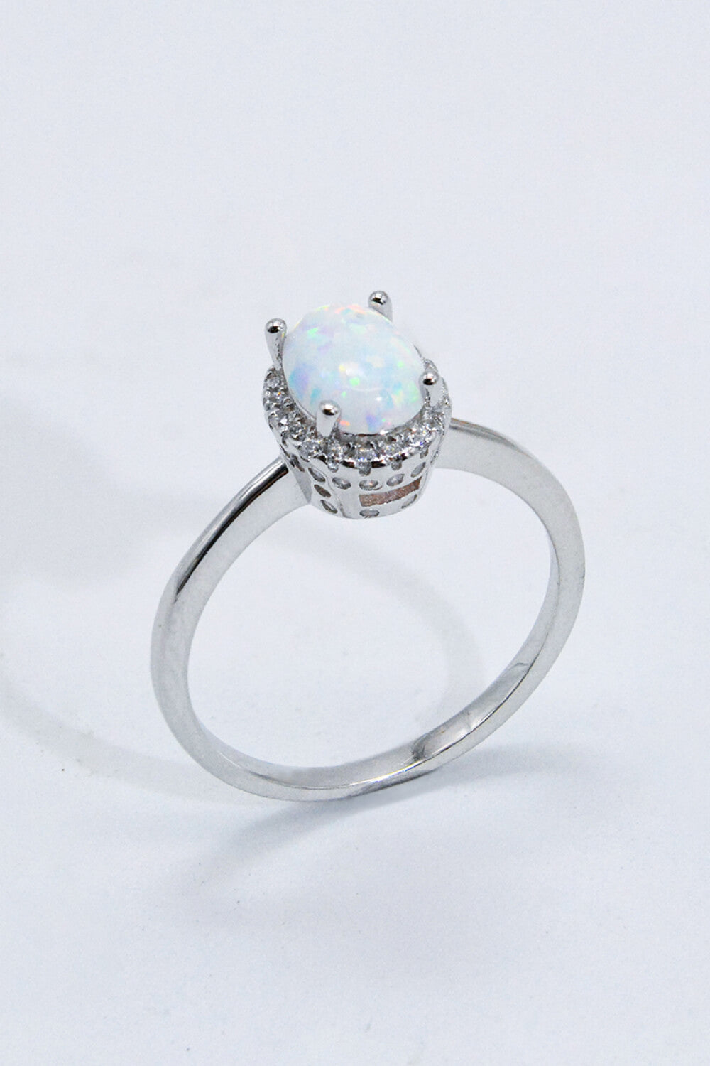 925 Sterling Silver 4-Prong Opal Ring