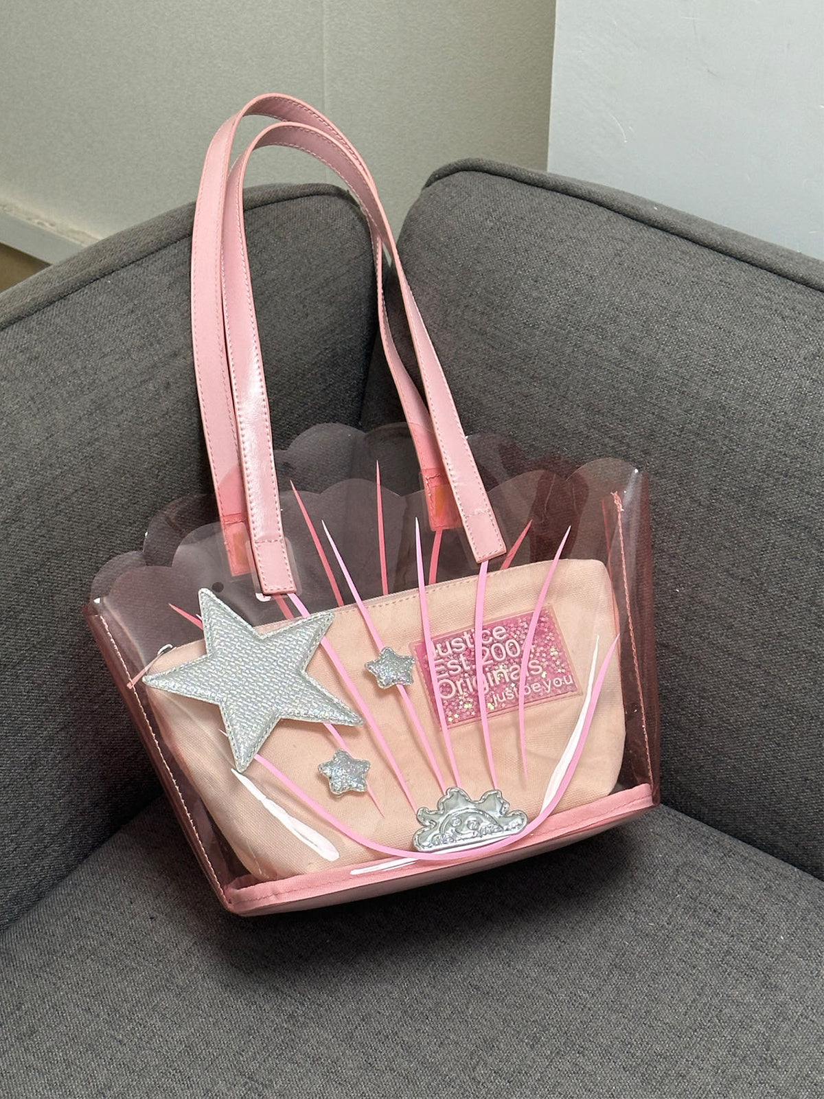 DIY Fünfzackiger Stern Design Spleißen Unterarm Damen Tasche