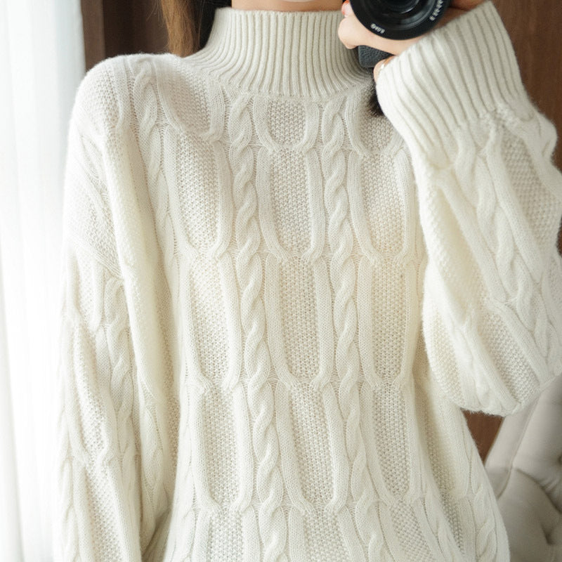 Women's Autumn And Winter Pullover High Collar Woolen Sweater