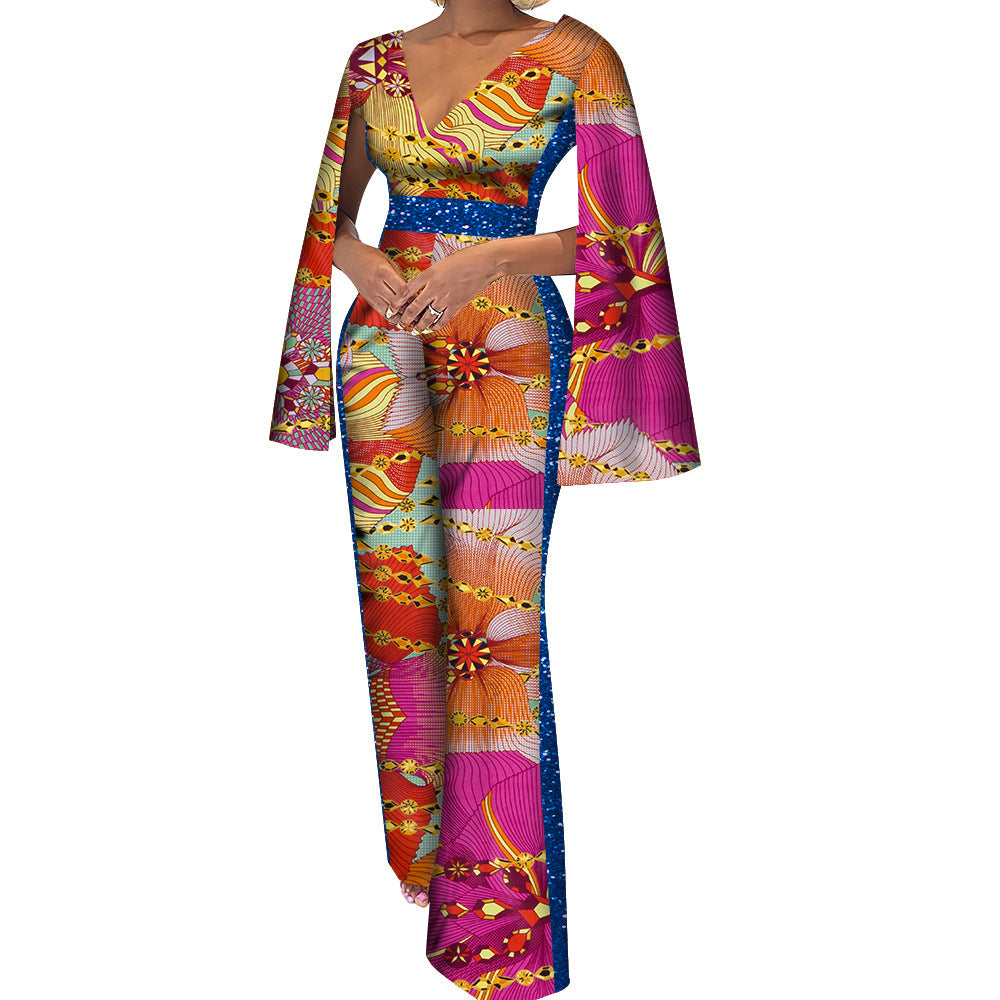 Jumpsuit aus Baumwolle mit ethnischem Batik-Print für Damen