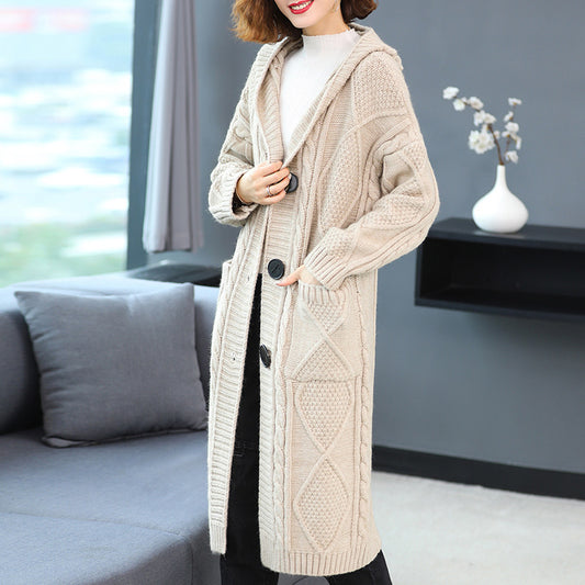 Mantel Lang Mode Temperament Grob Garn Twist Slim-fit Strickjacke