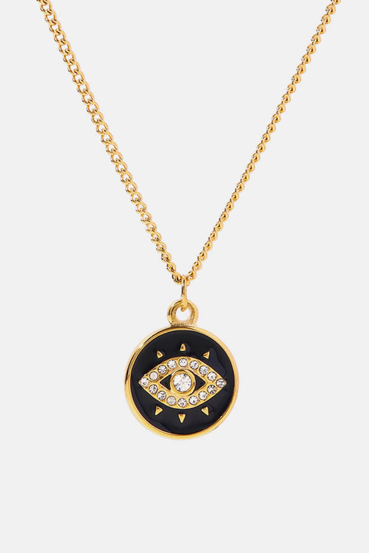 Cubic Zirconia Evil Eye Pendant Chunky Chain Necklace