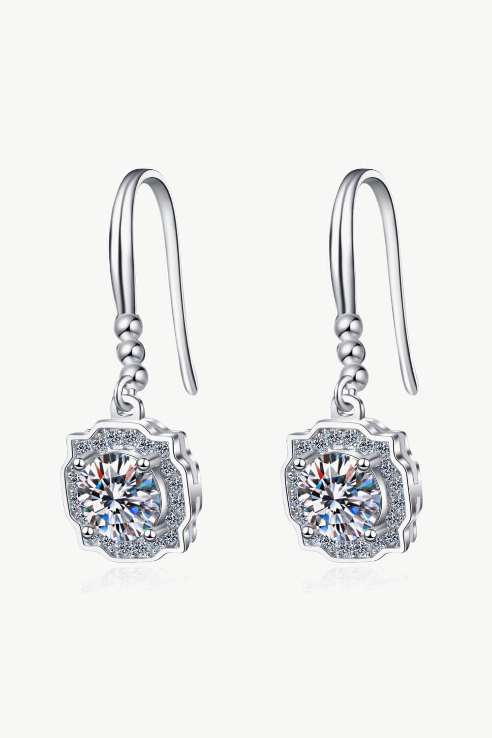 925 Sterling Silver Moissanite Hook Earrings