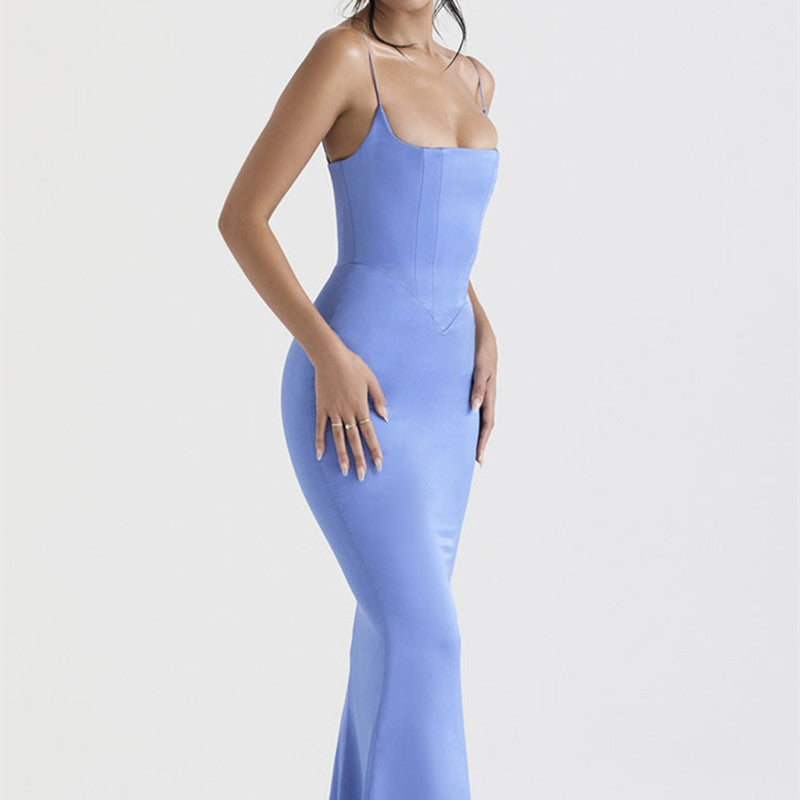 Women's Slim Fit Spaghetti Straps Sleeveless Tube Top Dress