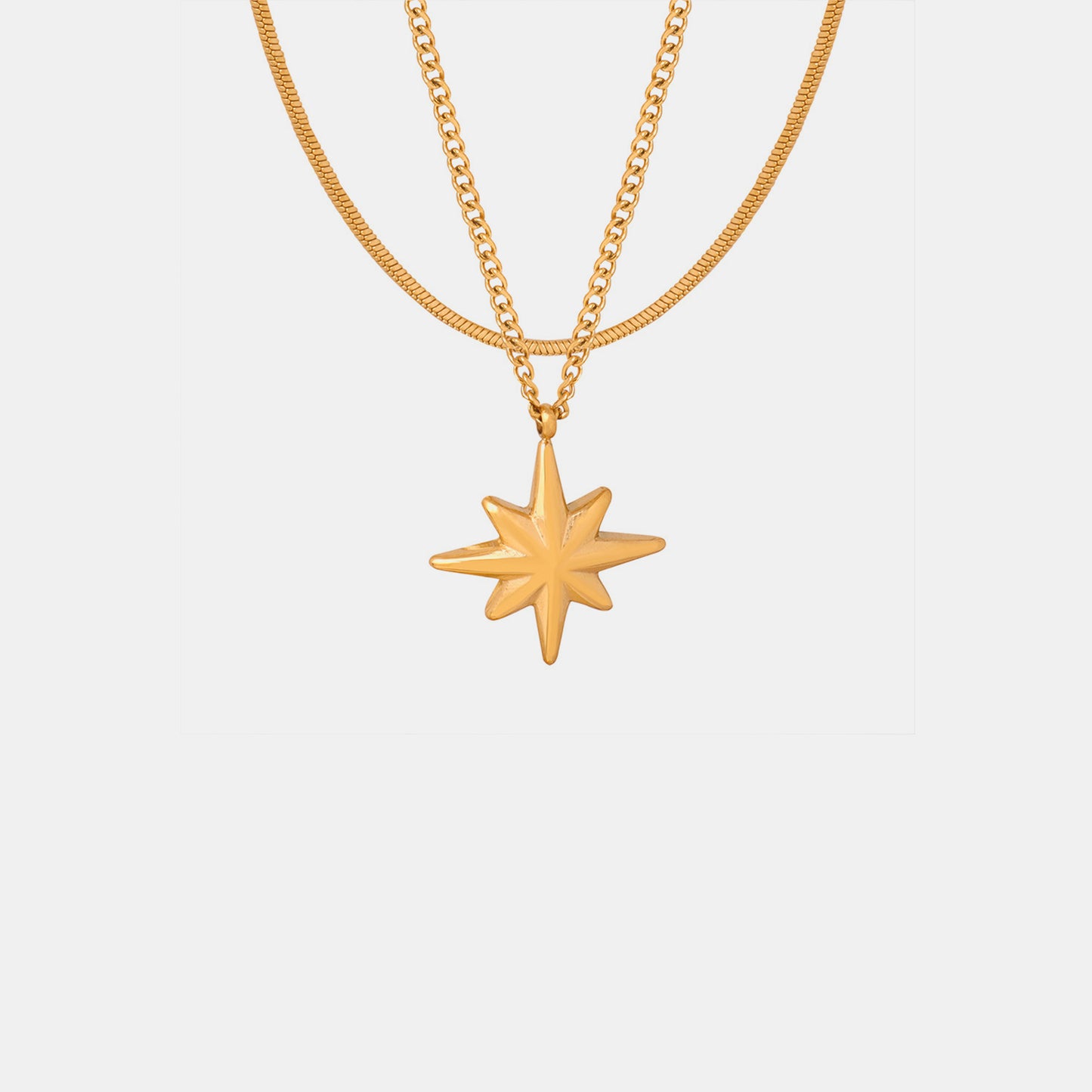 Collar de acero de titanio de doble capa con colgante de estrella