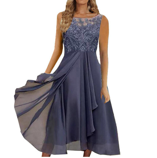 European And American-style Mid-length Chiffon Dress