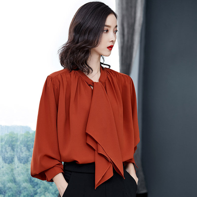 Chiffon Shirt Damen Langarm Herbst Bottoming Shirt