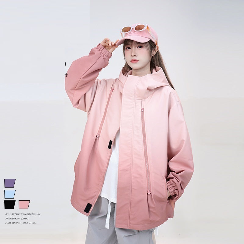 Gradient Color Waterproof Jacket Coat