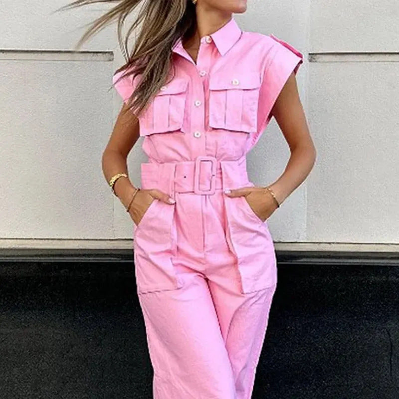 Modischer Jumpsuit mit schulterfreiem Kragen und Taille für Damen