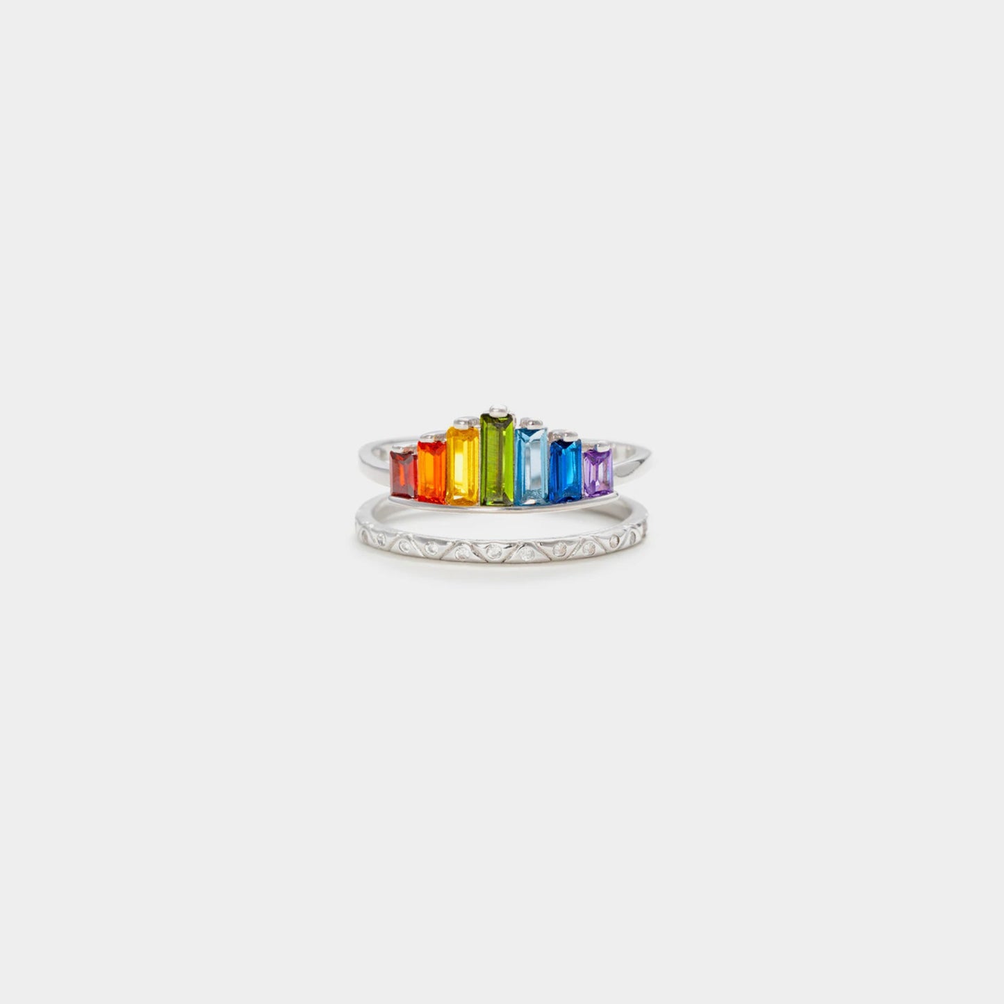 Doppelschichtiger Ring aus 925er-Sterlingsilber mit Zirkon