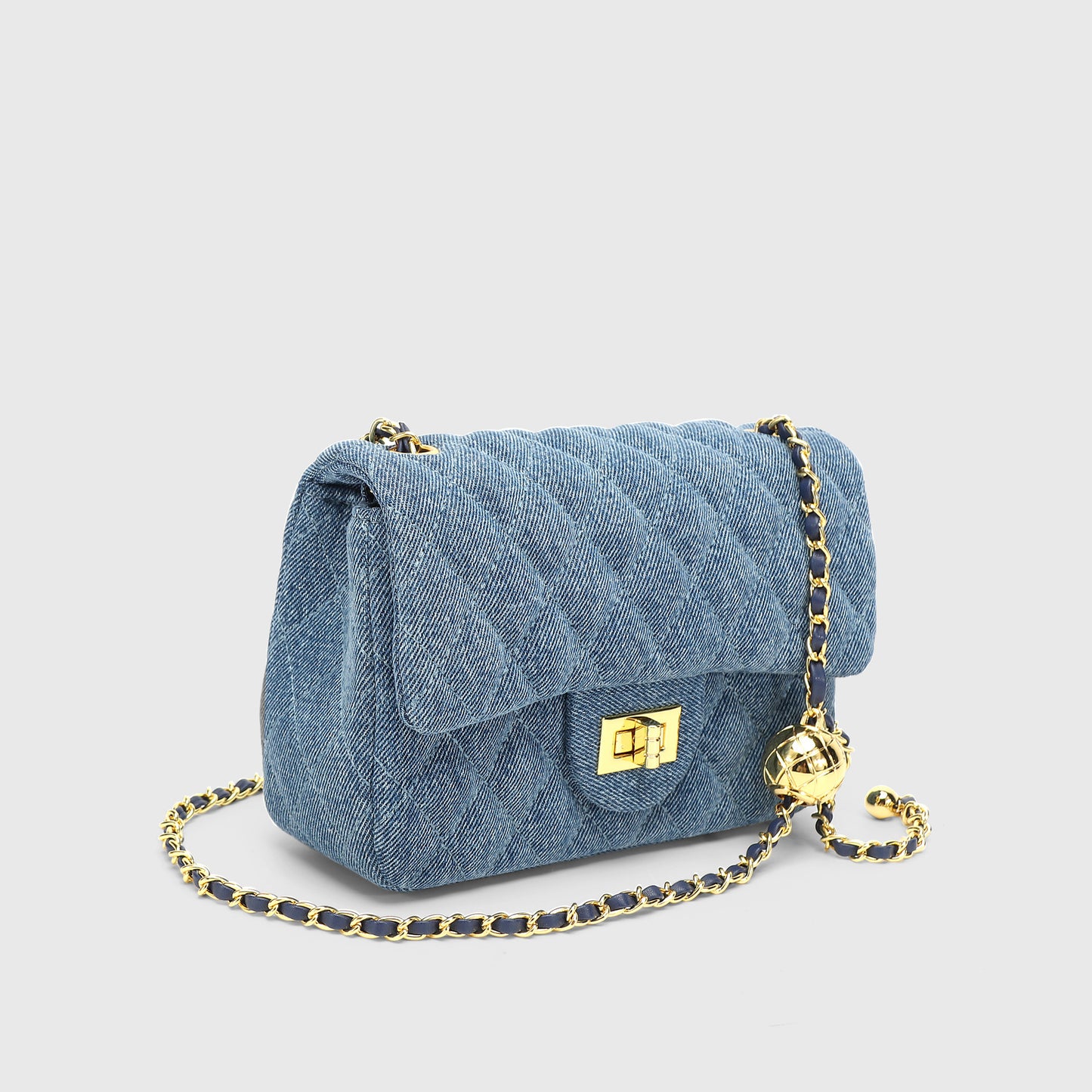 Denim Golden Ball Chain Bag Women Foreign Style Commuter Messenger Armpit