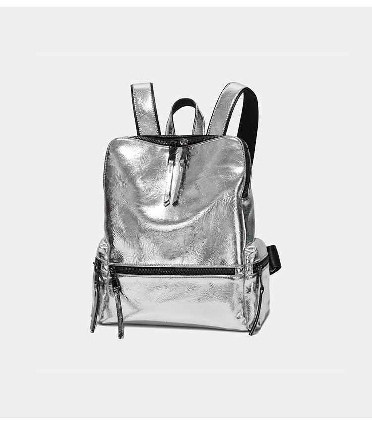 Silberner reflektierender trendiger Rucksack für Damen im Frühling und Sommer