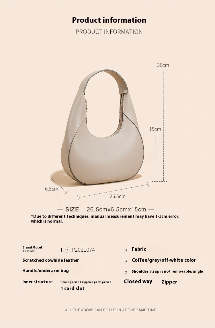 Bolso de hombro versátil con diseño de interés especial para mujer, cuero genuino, de alta calidad