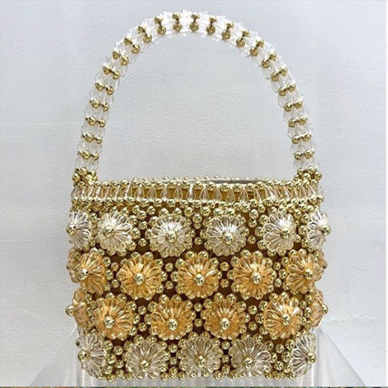 Handtasche mit Chrysanthemen-Perlen und Blumen