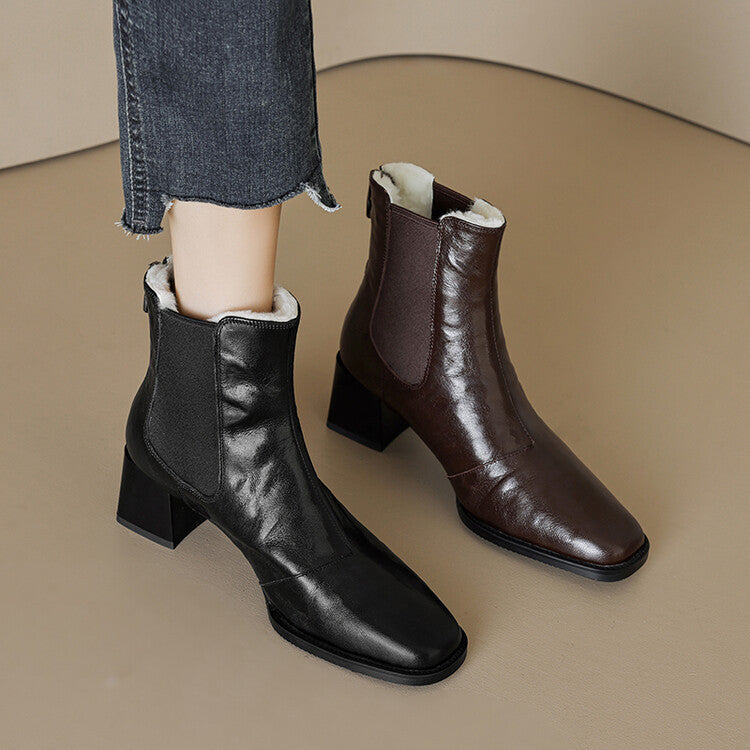 Modische Retro-Stiefeletten mit dickem Absatz für Damen