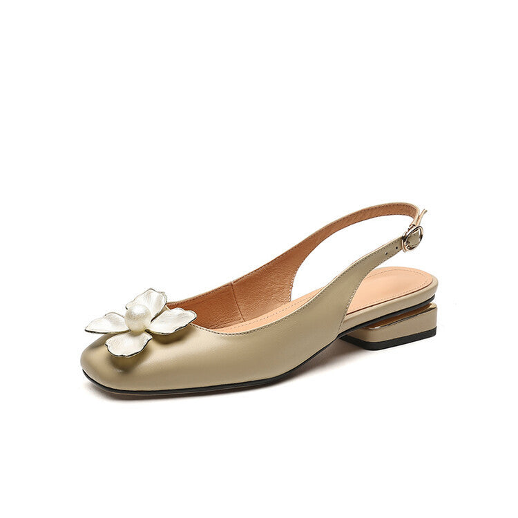 Damen Sandalen mit niedrigem Absatz und Vintage-Blumenmuster