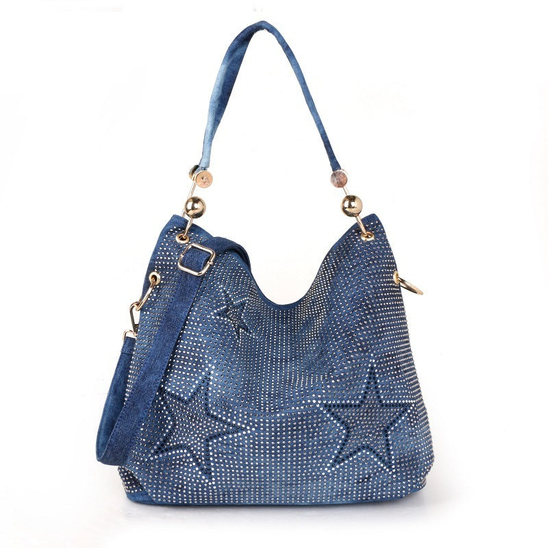 Mode One-Shoulder Messenger Tragbare Bucket Bag Denim Canvas