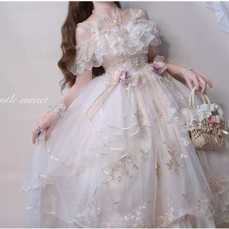 Female Flower God Flola Skirt Machine Embroidery Lolita Dresses