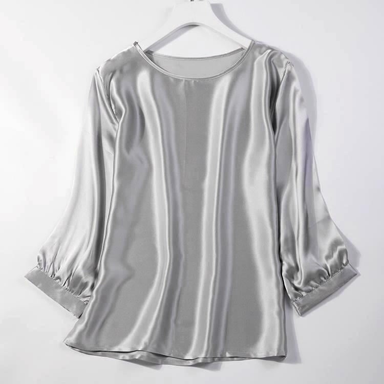 High-end Silkworm Silk Pearl Shiny Satin Shirt