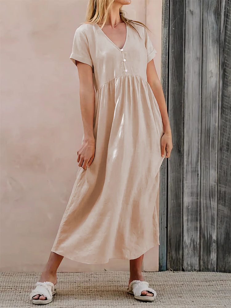 Summer Women's Solid Color Elegant Loose Dress