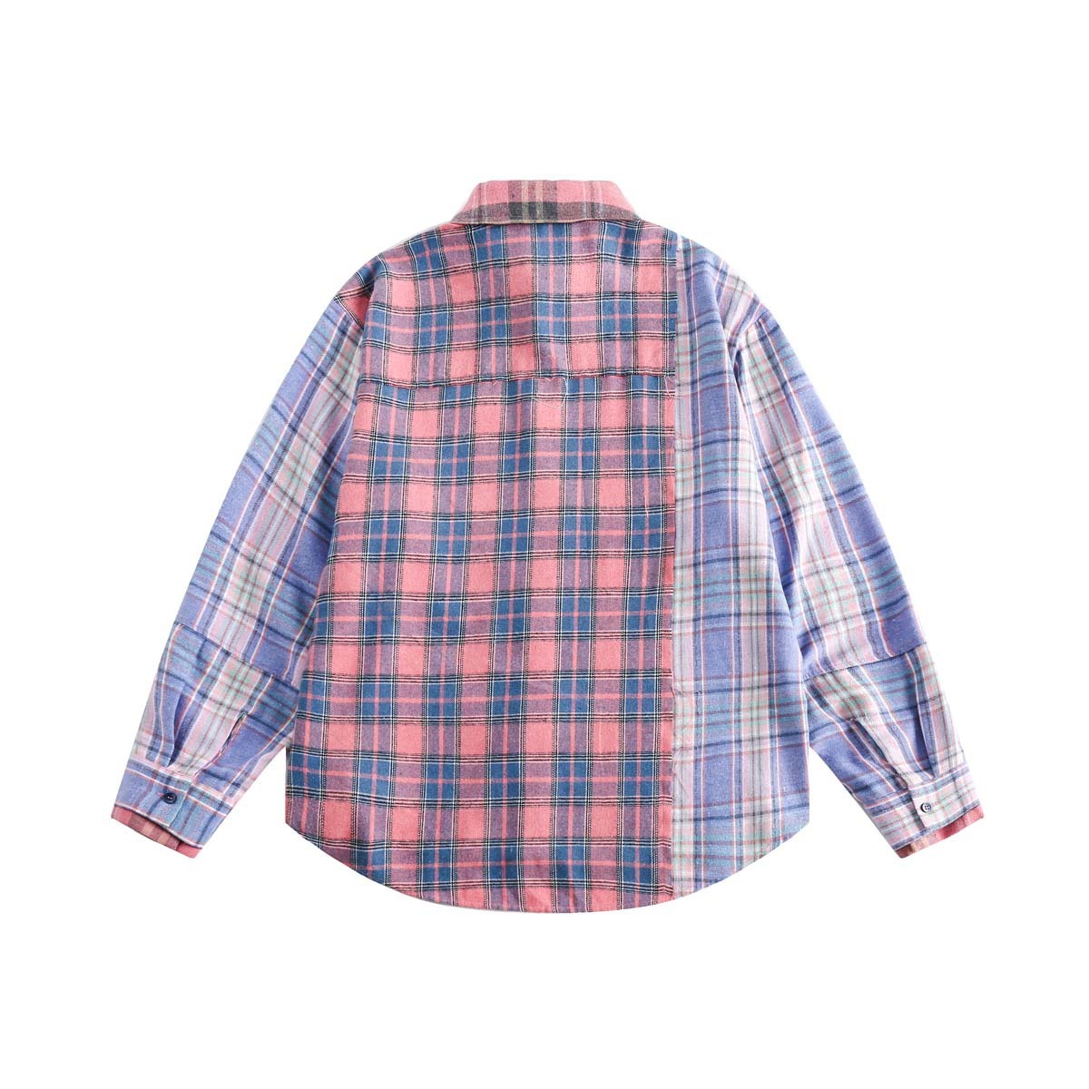 Spring Japanese Style Trend Plaid Stitching Shirt