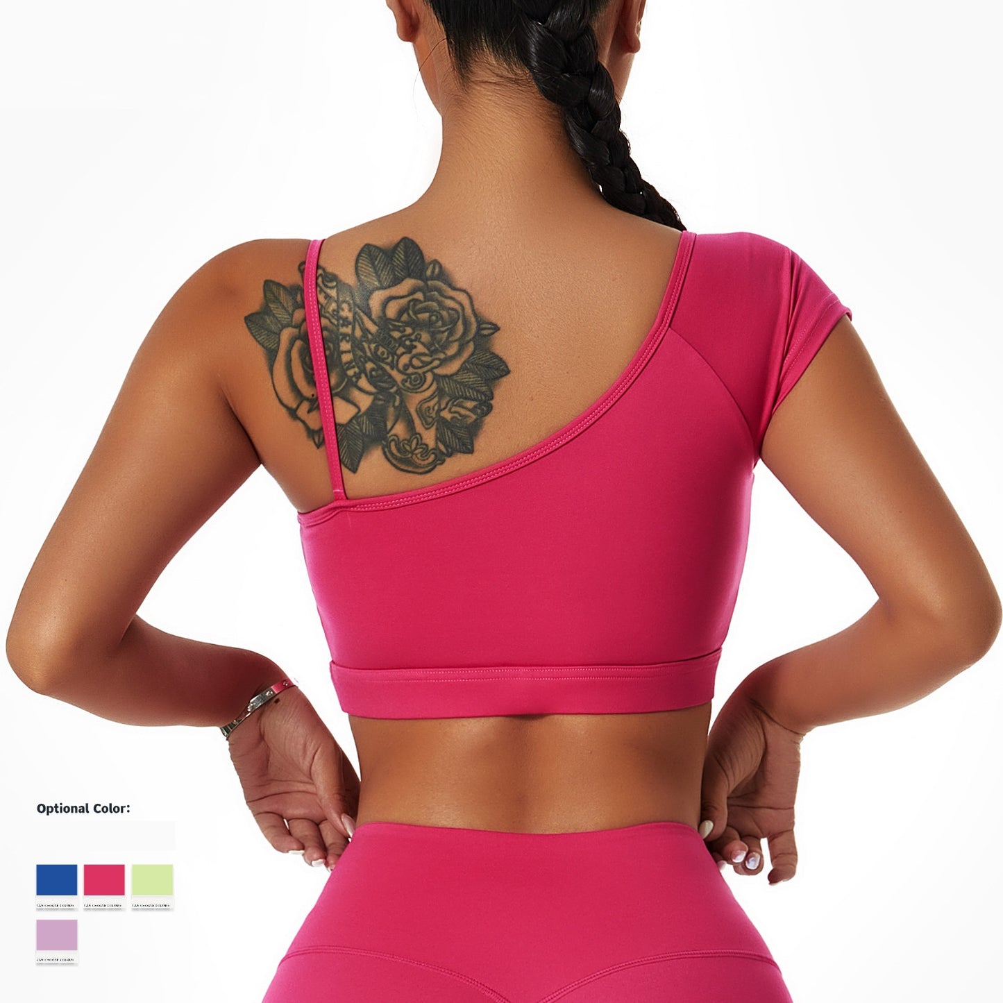 Yoga-Anzug für Damen, Lauf- und Radsportbekleidung, schulterfreier Sport-BH, Fitnessstudio-Trainingsstrumpfhose