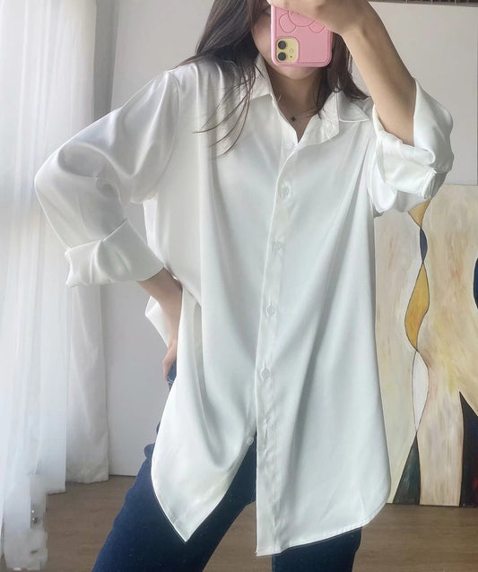 Camisa para mujer Design Sense Drapeado Satén de seda