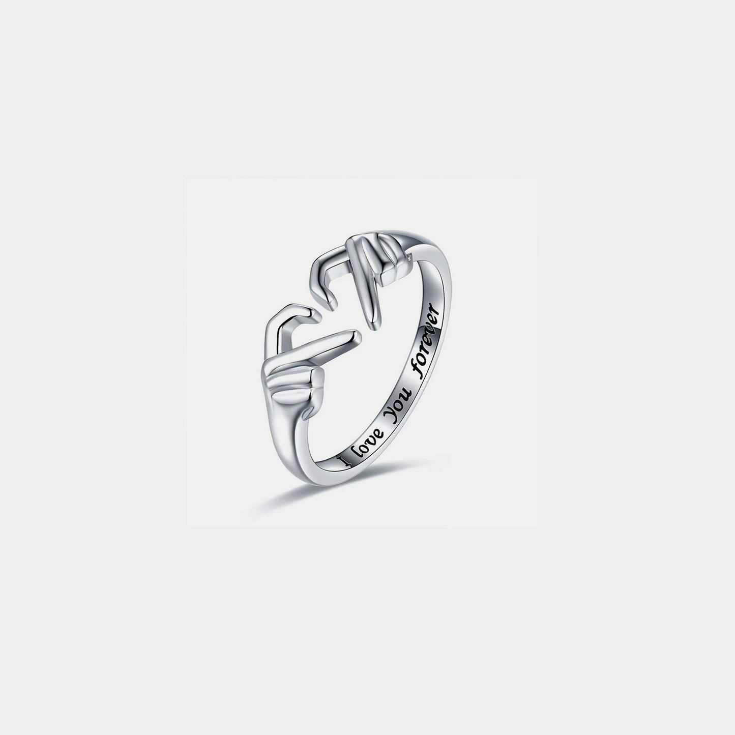 Handherzförmiger offener Ring aus 925er Sterlingsilber