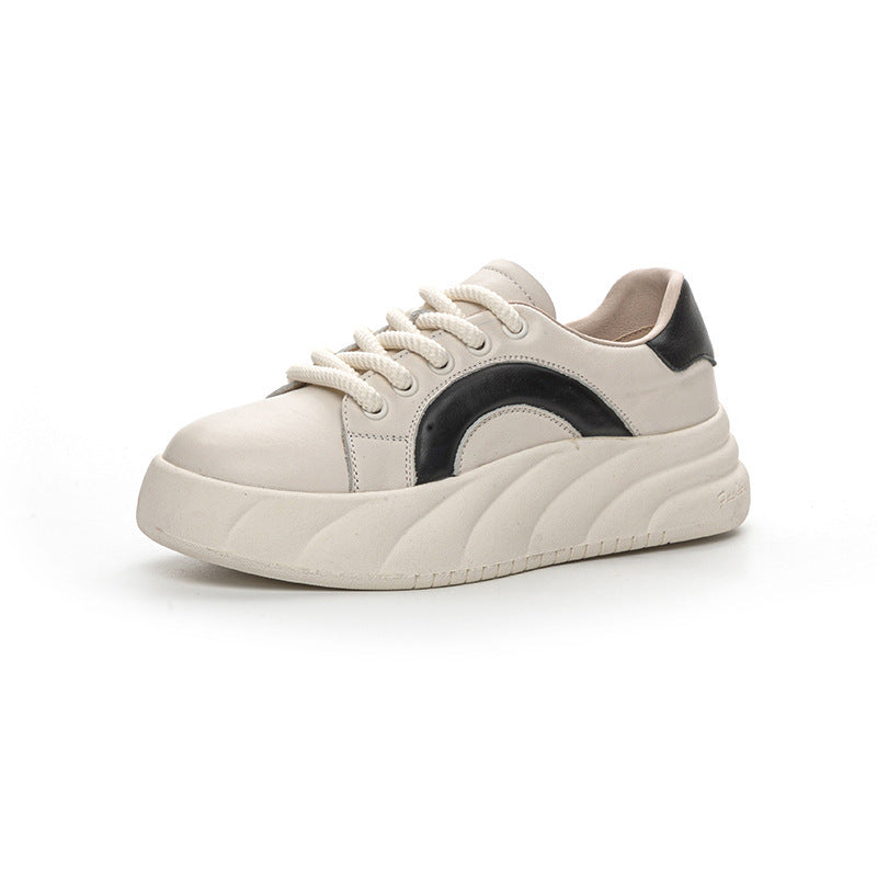 First Layer Cowhide All-Match Platform White Shoes Female