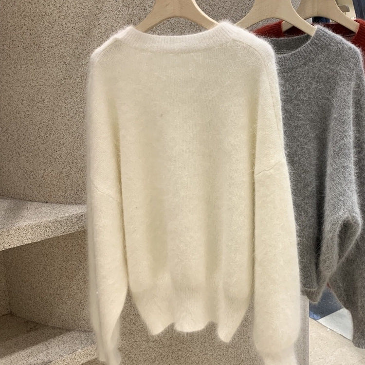 Weihnachtspullover im Westernstil, Nerzsamt, roter Pullover