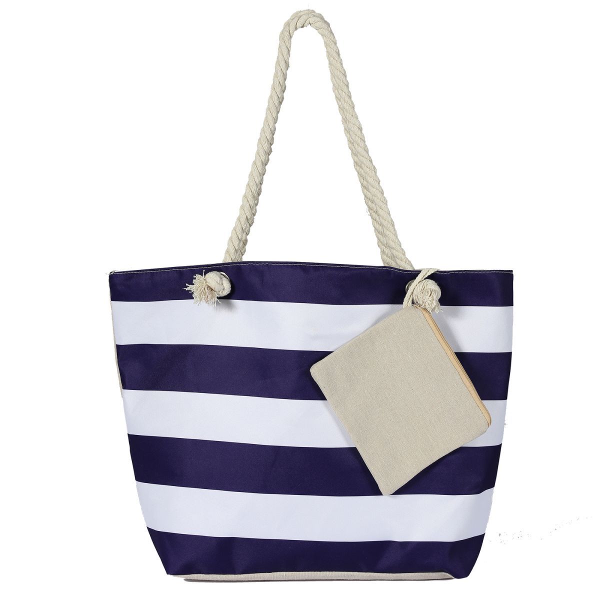 Bolsa de lona para playa para mujer, impermeable, grande, para viaje, con cremallera, reutilizable, para hacer la compra