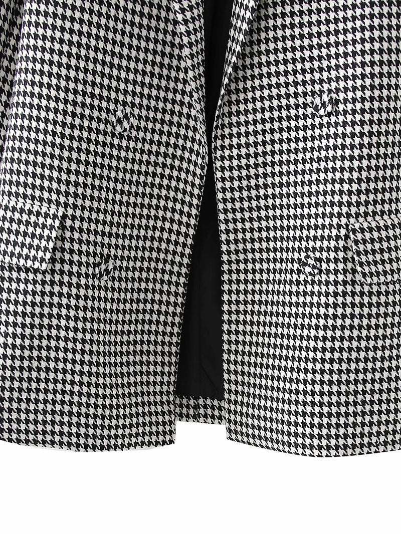 European And American Style Retro Plaid Double Breasted Blazer