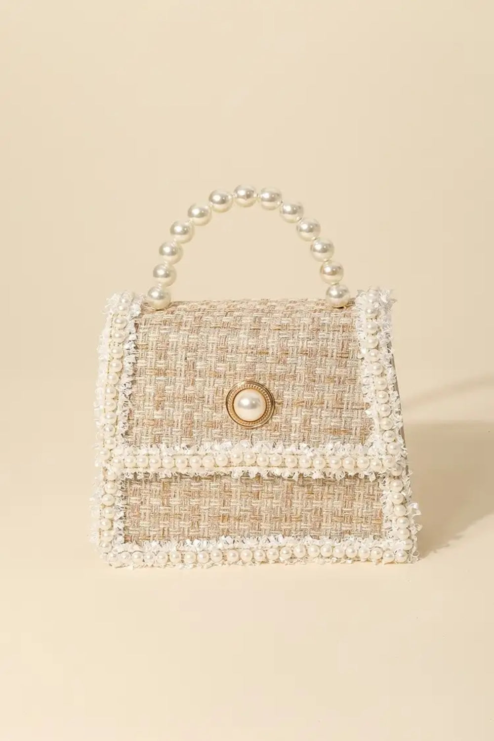 Fame Pearly Trim Woven Handtasche