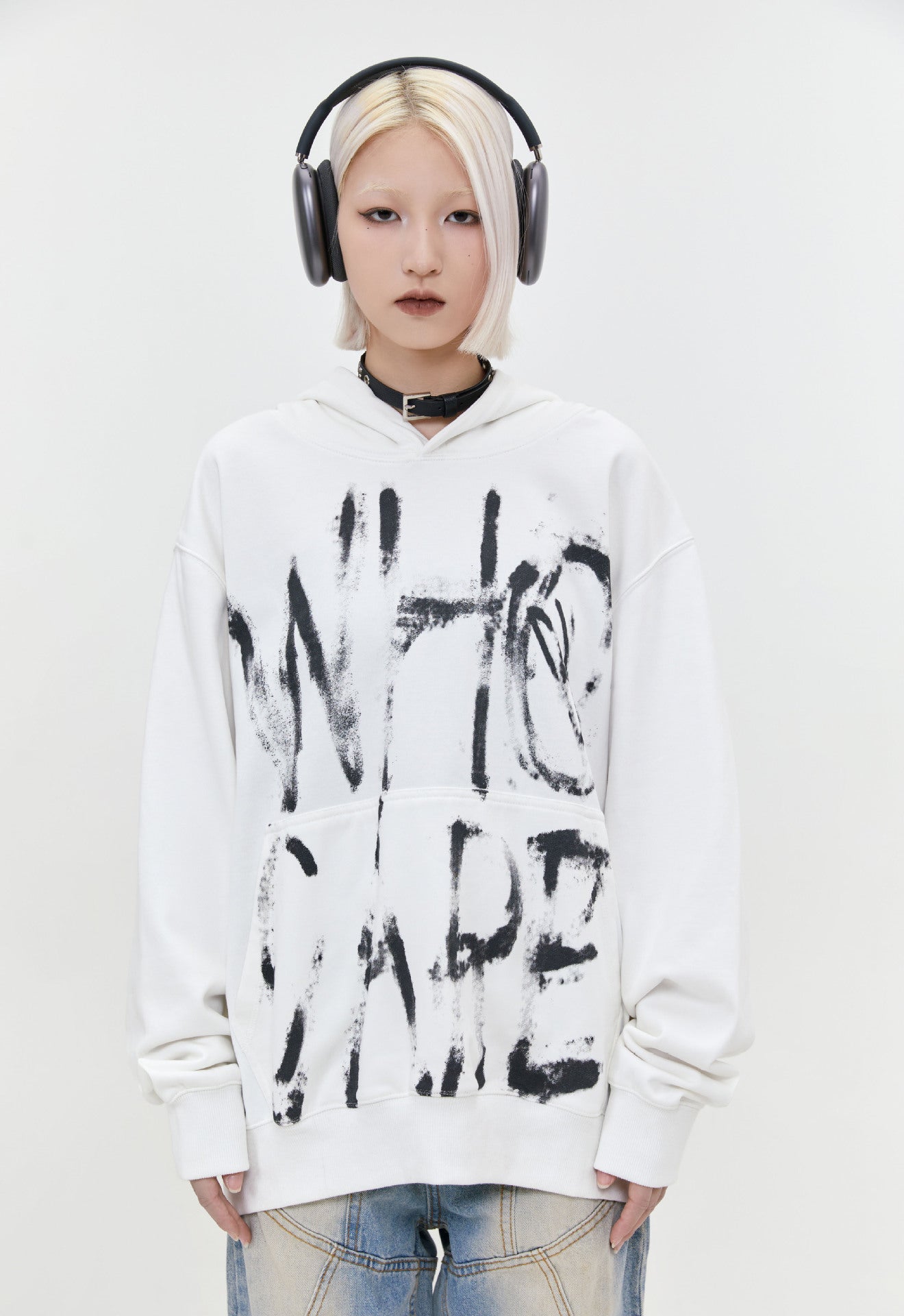 Tie-dyed Graffiti Top Loose All-match Long-sleeved Hooded Sweater