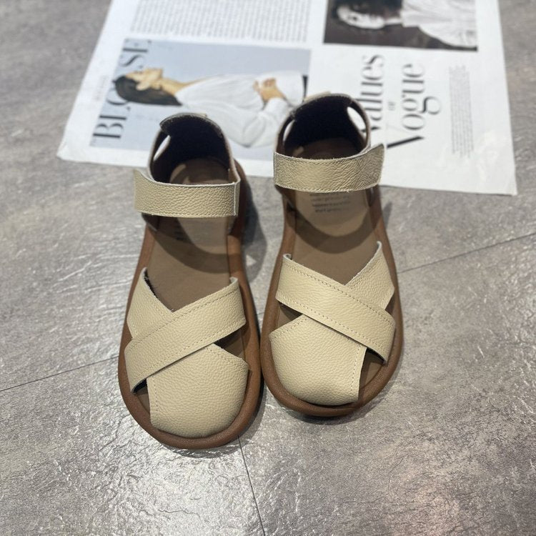 Zapatos de cuero pequeños de estilo romano creativos para mujer