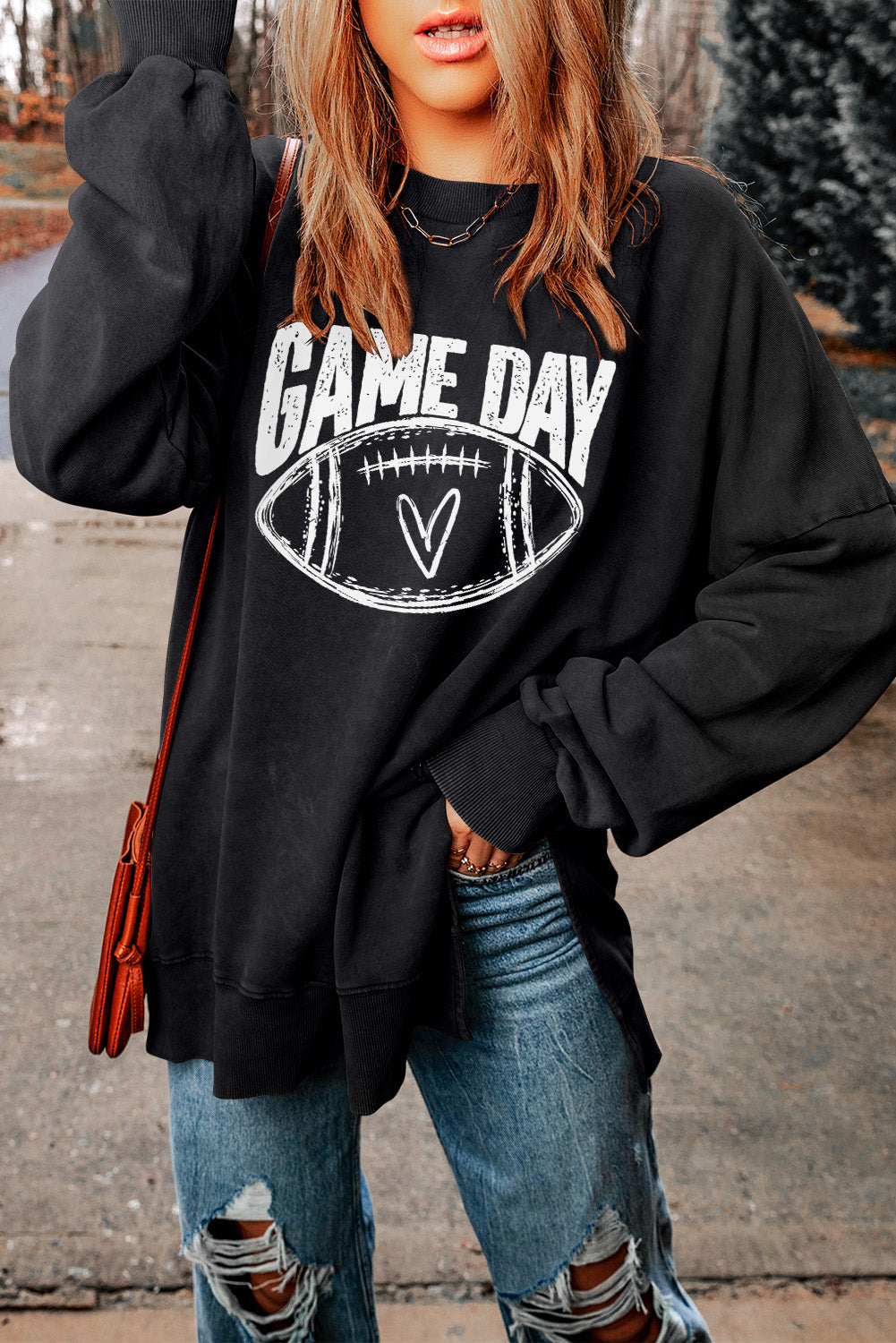 GAME DAY Grafik-Sweatshirt mit Schlitz