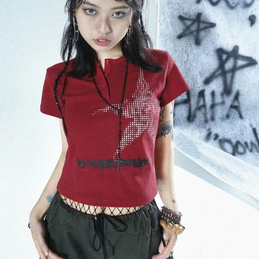 Cultural Punk Spicy Girl Vintage Letter Print Kurzarm T-Shirt weiblich