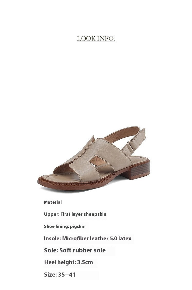 Ausgehöhlte Freizeit Schaffell Damenschuhe Sommer Niedrigen Absatz Sandalen