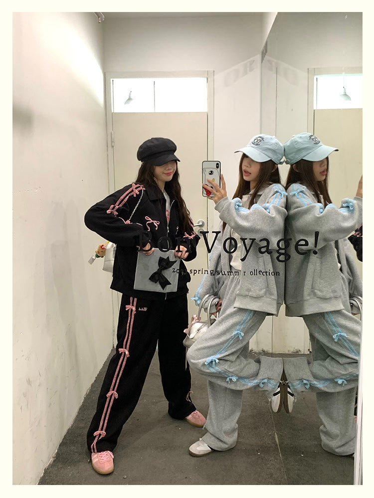 Sports And Leisure Sweater Coat Female Straight-leg Pants