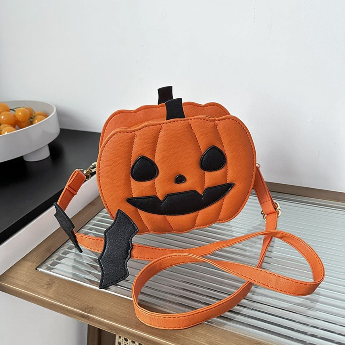 Halloween-Kürbis-Umhängetasche für Damen, originelle Kürbis-Geldbörse, Halloween-Teufel-Schultertasche, lustige Umhängetasche