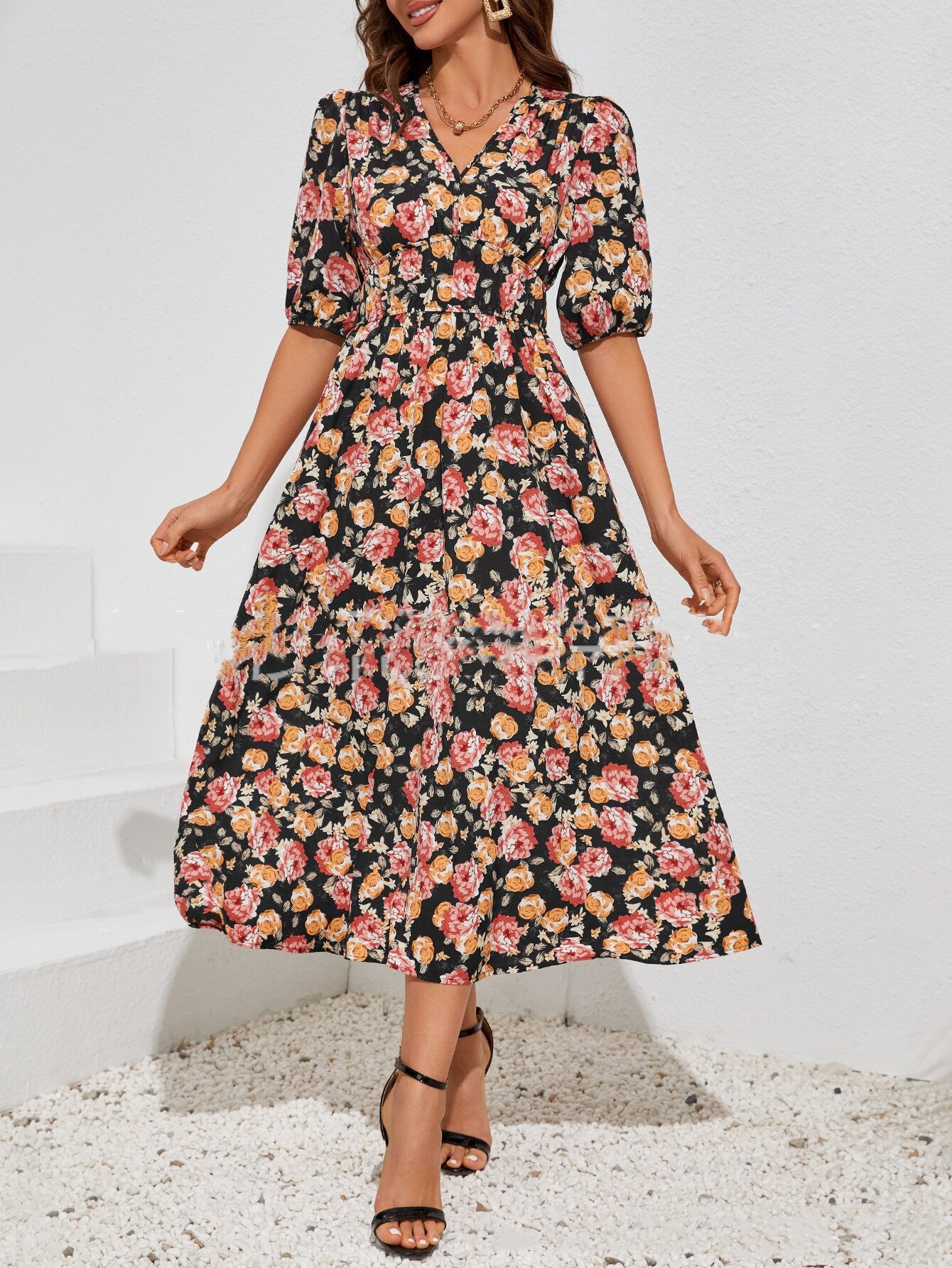 Vestido de mujer estampado personalizado de moda