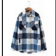 Casual Plaid Shirt Frauen Tweed Mantel Knöpfe Taschen Weibliche Jacke