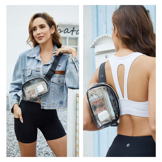 Transparente Bauchtasche, Stadionzulassung für Damen und Herren, Gürteltasche, Crossbody, wasserdicht, mit verstellbarem Riemen für Festivals, Sport, Workout