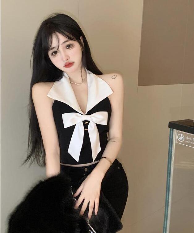 Women's Simple Sexy Bow-knot Vest Short Top