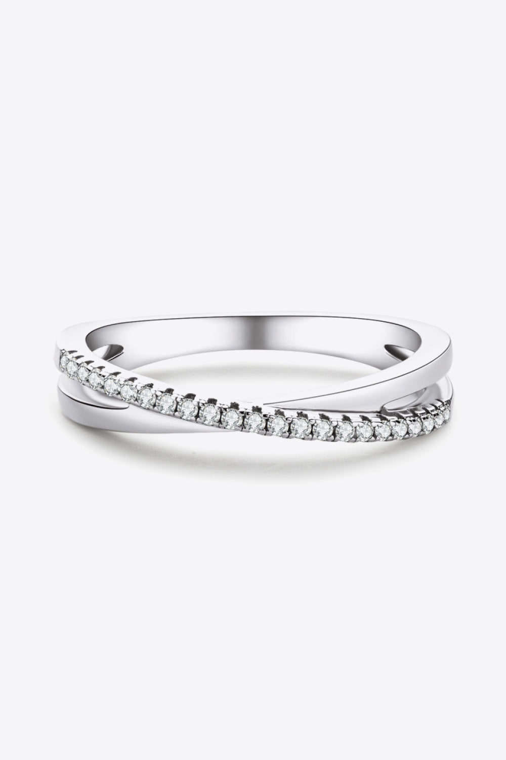 Kreuzförmiger Moissanit-Ring aus 925er Sterlingsilber