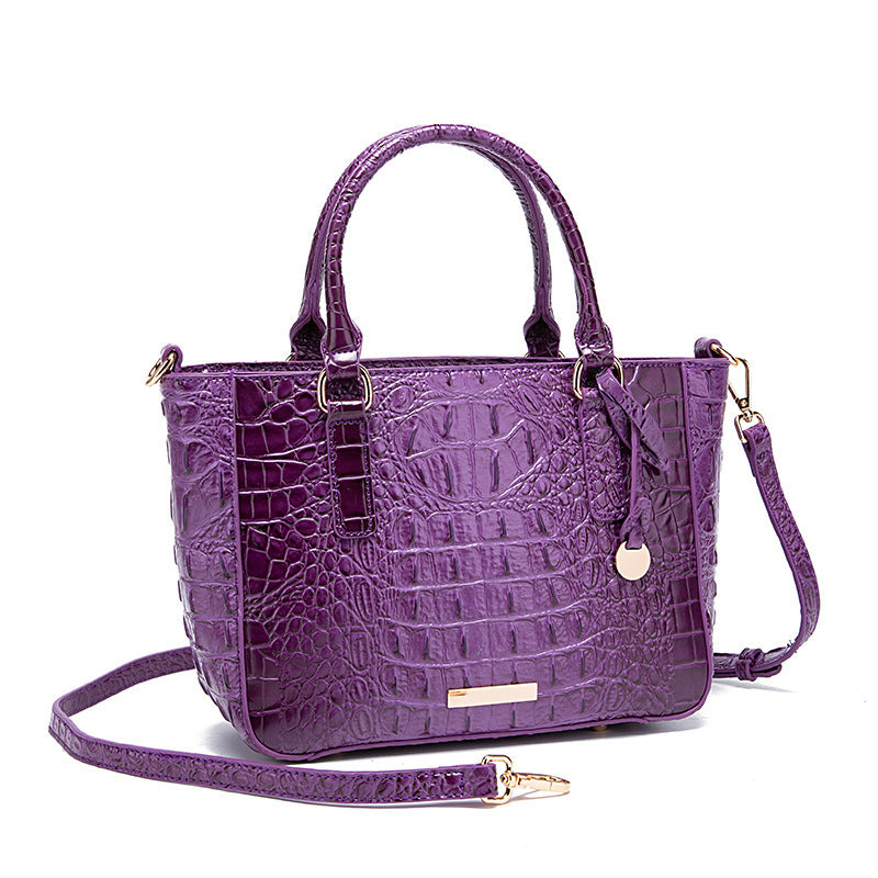 Women's Fashion Retro Brahmin Crocodile Pattern Portable Underarm Messenger Bag