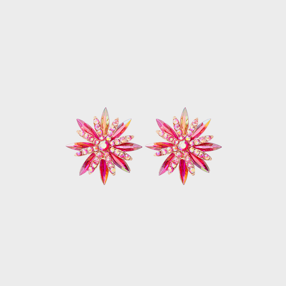 Flower Shape Rhinestone Alloy Stud Earrings