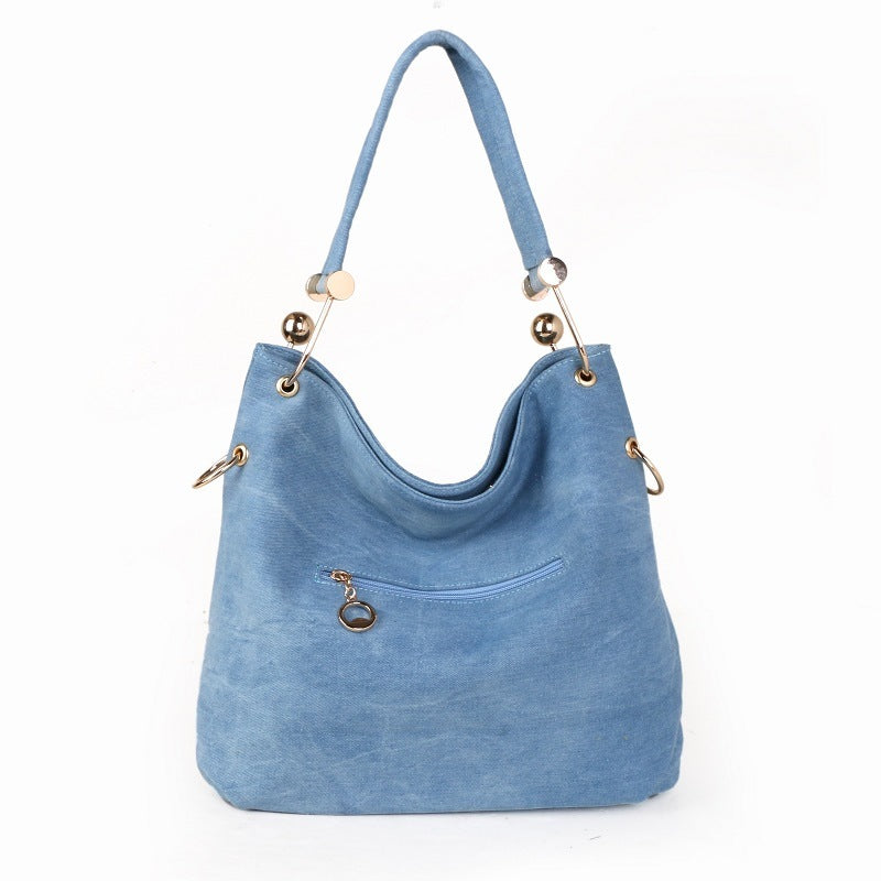 Mode One-Shoulder Messenger Tragbare Bucket Bag Denim Canvas