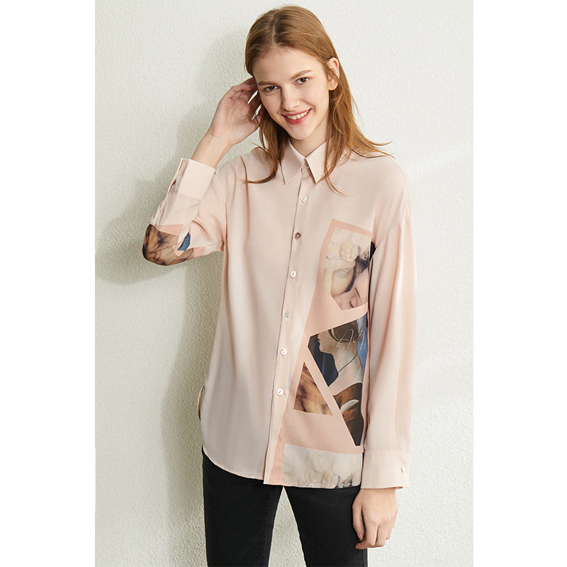 Camisa fina de gasa con estampado Design Sense para mujer